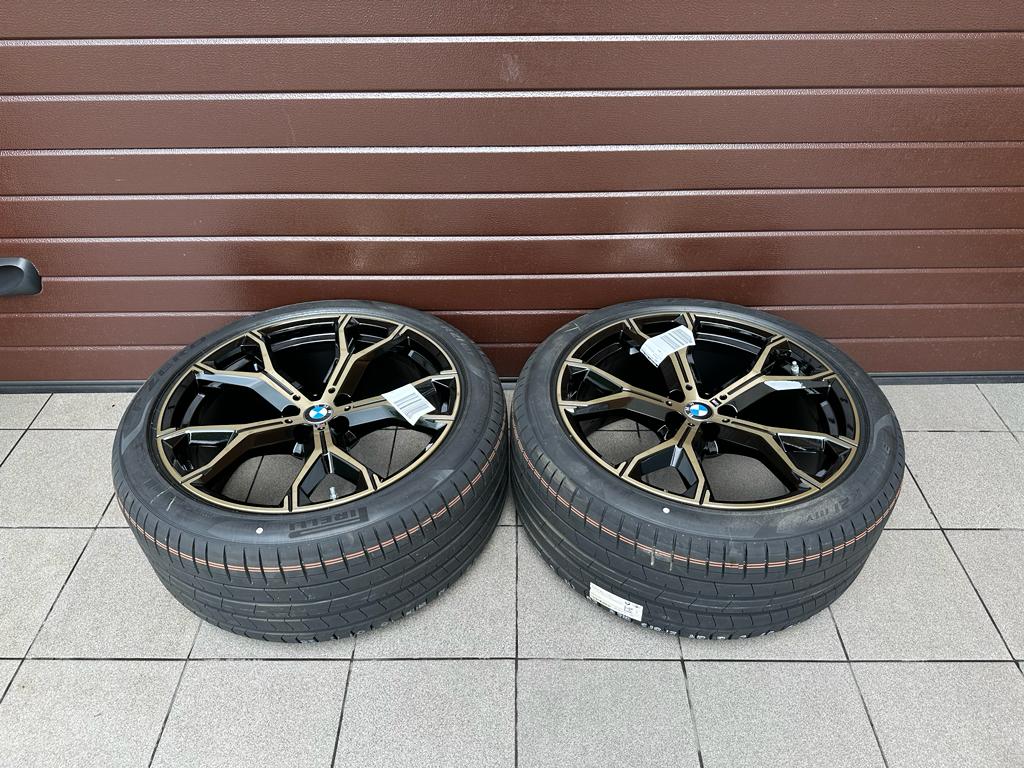 Original G05 X5 G06 X6 M Y-Spoke 741 bicolor (night gold / polished) Wheels with pressure sensors, Pirelli summer tires r21 - Image 4